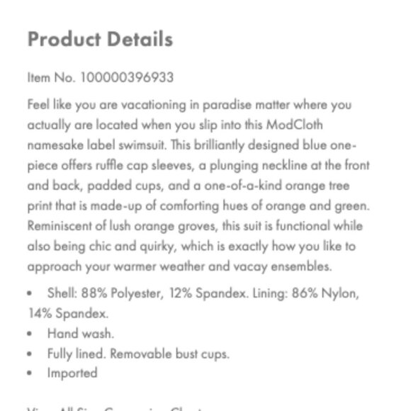 5/$100 SALE - NEW Modcloth The Kelsie One Piece Swimsuit - Picture 5 of 6